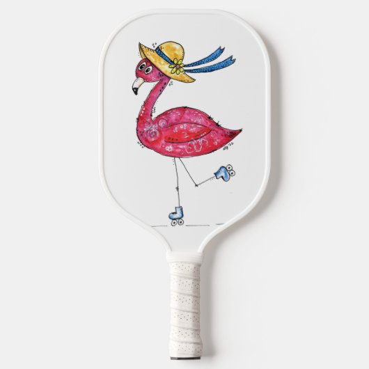 Cute en Whimsical Pink Flamingo on Schaatsen Pickleball Paddle (Voorkant)