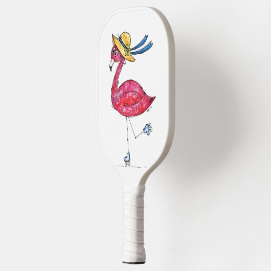 Cute en Whimsical Pink Flamingo on Schaatsen Pickleball Paddle (Links)