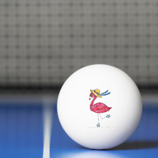 Cute en Whimsical Pink Flamingo on Schaatsen Pingpongbal