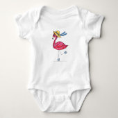 Cute en Whimsical Pink Flamingo on Schaatsen Romper (Voorkant)