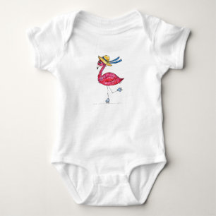 Cute en Whimsical Pink Flamingo on Schaatsen Romper