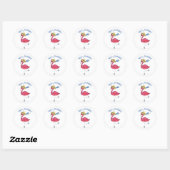 Cute en Whimsical Pink Flamingo on Schaatsen Ronde Sticker (Vel)