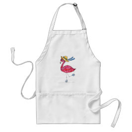 Cute en Whimsical Pink Flamingo on Schaatsen Standaard Schort
