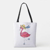 Cute en Whimsical Pink Flamingo on Schaatsen Tote Bag (Achterkant)