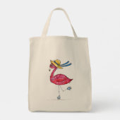 Cute en Whimsical Pink Flamingo on Schaatsen Tote Bag (Achterkant)
