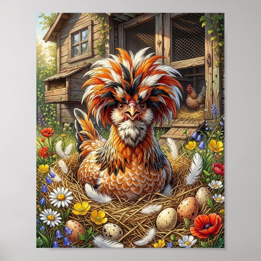 Cute en Whimsical Poolse Kippenhok Poster (Voorkant)