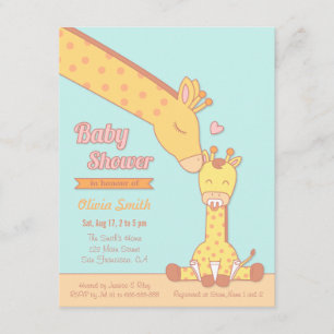 Cute en Zoete Giraffe Baby Shower Uitnodigingen