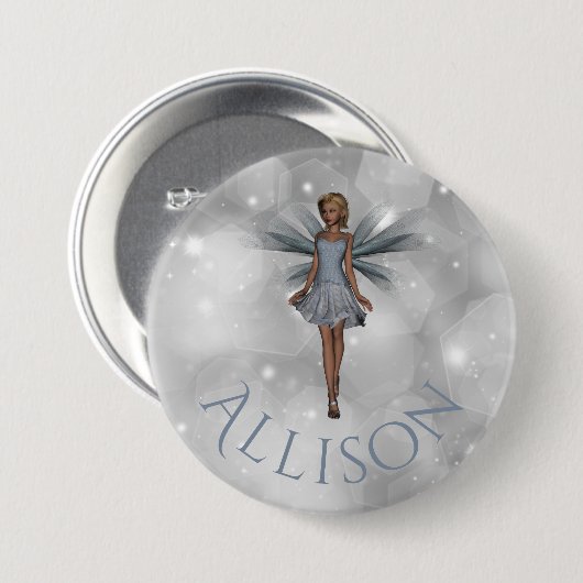Cute Enchanted Whimsical Fantasy Fairy Silver Name Ronde Button 7,6 Cm (Voorkant /achterkant)