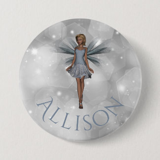 Cute Enchanted Whimsical Fantasy Fairy Silver Name Ronde Button 7,6 Cm