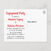 Cute Engagement Party Cartoon Bride Groom Wedding Uitnodiging Briefkaart (Achterkant)