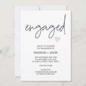 Cute Engagement Party - zwart, eenvoudig wit Kaart (Voorkant)