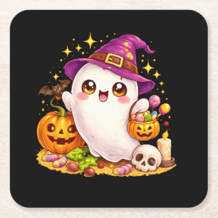 Cute enge geest Halloween Kawaii onderzetters