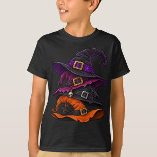 Cute enge gestapelde heksenhoeden Halloween Kids T-shirt