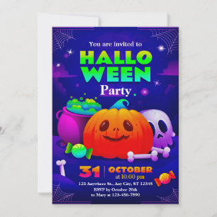 Cute & enge Halloween-feestuitnodiging voor kinder Kaart