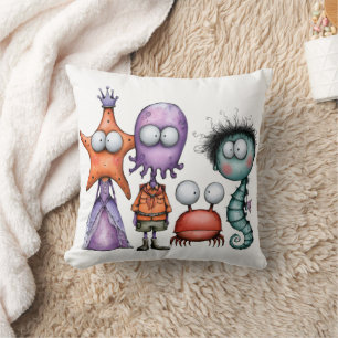 Cute enge Halloween-monsters werp kussen