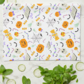 Cute enge Halloween-snoep- en pompoenen naadloos Theedoek (Gevouwen)