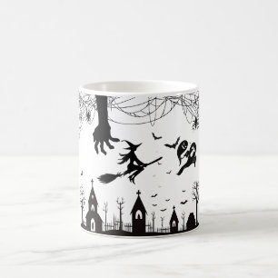 Cute enge heks vliegende Halloween koffiemok Magische Mok