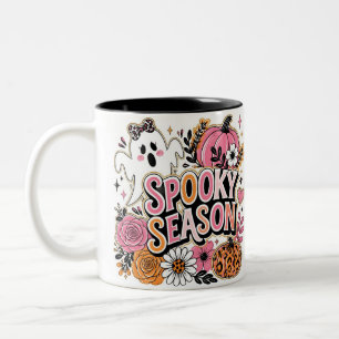Cute enge roze Halloween-koffiekop Tweekleurige Koffiemok