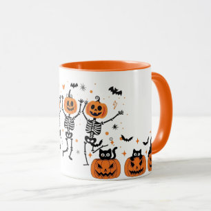 Cute enge sinaasappelkleurige Halloween-koffiekop Mok
