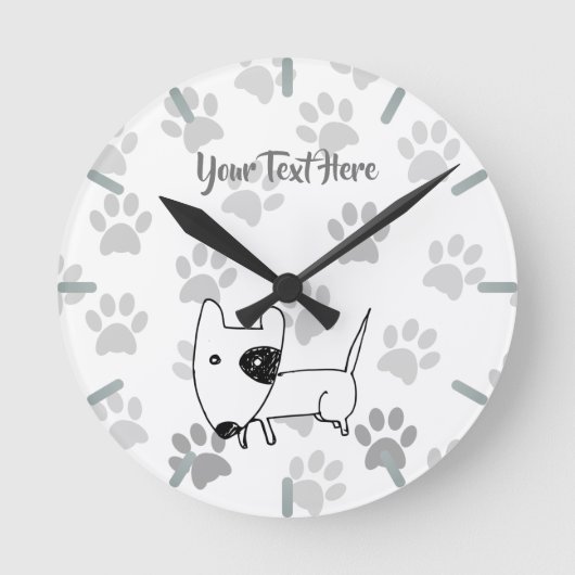 Cute English Bull Terrier Ronde Klok (Voorkant)