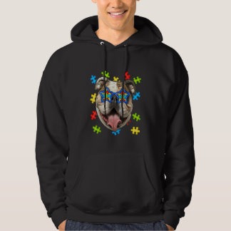 Cute English Bulldog Autism Puzzle Sunglazen Pupp Hoodie