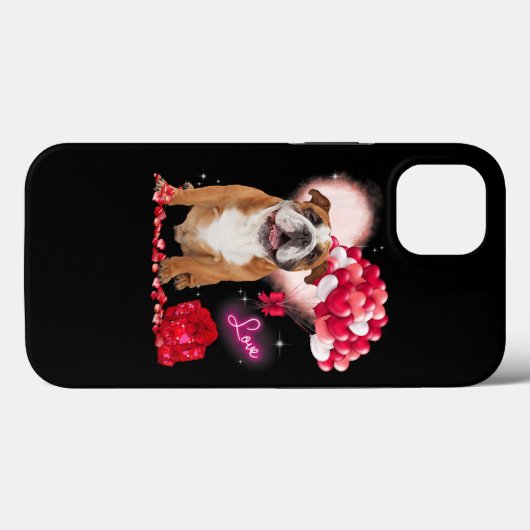 Cute English Bulldog Balloon Heart Valentijnsdag Case-Mate iPhone Case (Achterkant (horizontaal))