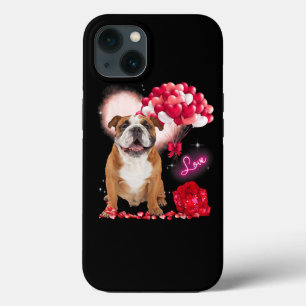 Cute English Bulldog Balloon Heart Valentijnsdag Case-Mate iPhone Case