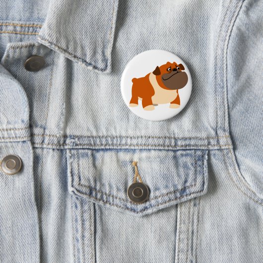 Cute English Bulldog Button (In situ)