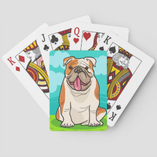 Cute English Bulldog Cartoon Pokerkaarten