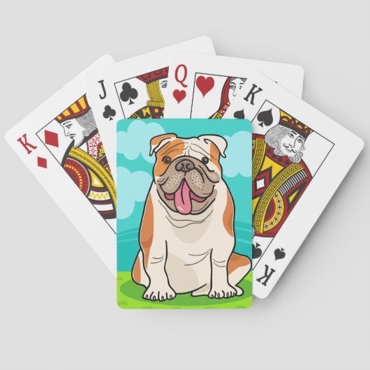 Cute English Bulldog Cartoon Pokerkaarten (Achterkant)