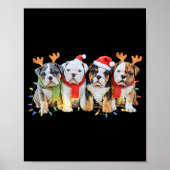 Cute English Bulldog Christmas Lights Xmas Bulldog Poster (Voorkant)