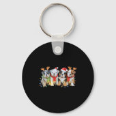 Cute English Bulldog Christmas Lights Xmas Bulldog Sleutelhanger (Voorkant)