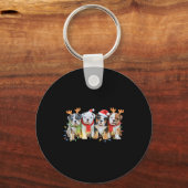 Cute English Bulldog Christmas Lights Xmas Bulldog Sleutelhanger (Voorkant)