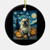 Cute English Bulldog Dog Halloween Jack O Lantern  Keramisch Ornament (Voorkant)