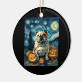 Cute English Bulldog Dog Halloween Jack O Lantern  Keramisch Ornament (Links)