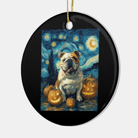 Cute English Bulldog Dog Halloween Jack O Lantern  Keramisch Ornament (Links)
