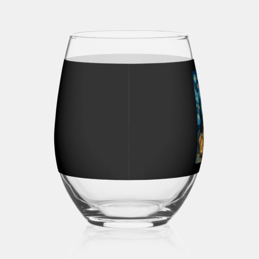 Cute English Bulldog Dog Halloween Jack O Lantern  Wijnglas Zonder Voet (Rechts)