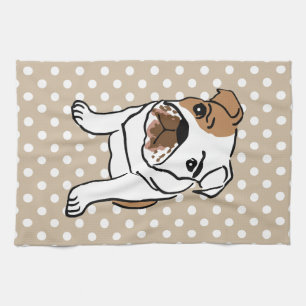 Cute English Bulldog Illustration Theedoek