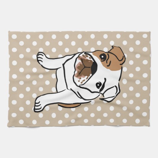 Cute English Bulldog Illustration Theedoek (Horizontaal)