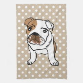 Cute English Bulldog Illustration Theedoek (Verticaal)