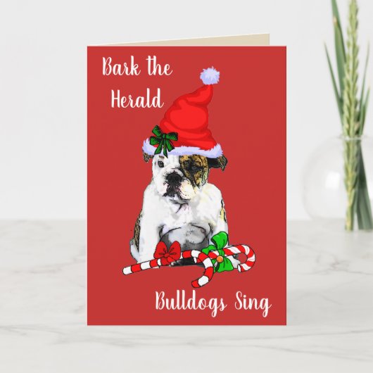 Cute English Bulldog Kerstmis Feestdagen Kaart (Voorkant)