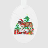 Cute English Bulldog Kerstmis met kerstmis Pet Lov Ornament (voorkant)