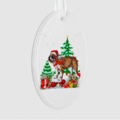 Cute English Bulldog Kerstmis met kerstmis Pet Lov Ornament (voorkant)
