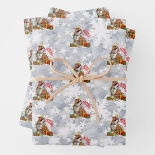 Cute English Bulldog Merry kerstlights Gifts Inpakpapier Vel