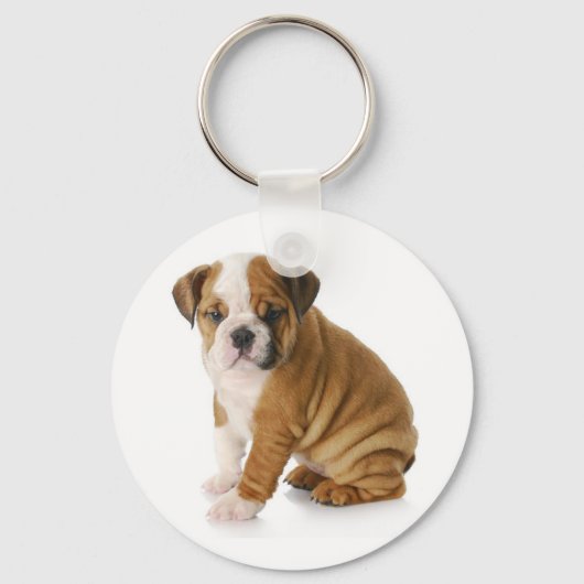 Cute English Bulldog Puppy Dog Sleutelhanger (Voorkant)