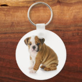 Cute English Bulldog Puppy Dog Sleutelhanger (Voorkant)