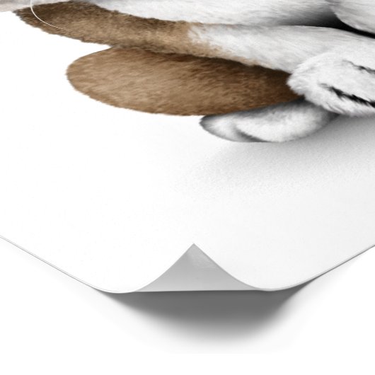 Cute English Bulldog Puppy Wearing Glasses White Poster (Hoek)