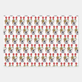 Cute English Bulldog & Red Striped Kerstmis Inpakpapier Vel (Voorkant)
