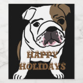 Cute English Bulldog Wijn Etiket (Enkel label)