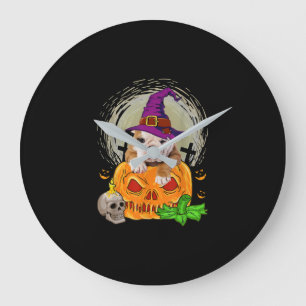 Cute English Bulldog Witch Pumpkin Halloween Dog Grote Klok